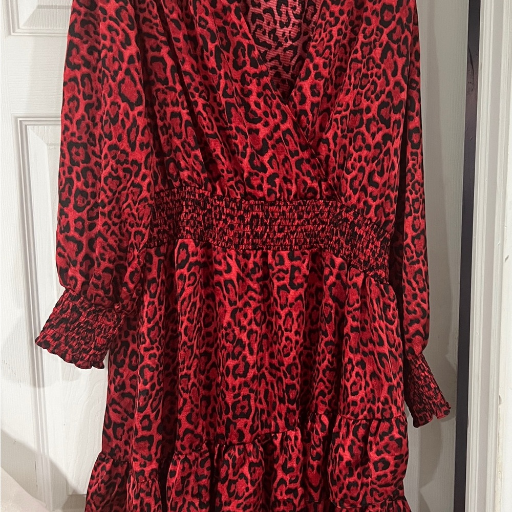 Chic Red Leopard Print Dress